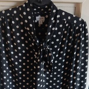 J. Crew Black and White Polka Dot Blouse